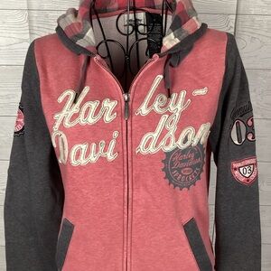 Harley-Davidson Pink and Gray Zip-Up Hoodie